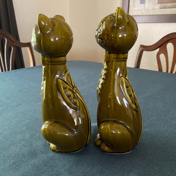 Vintage Rare Holt Howard HH Japan Green Glazed Tall Salt & Pepper Shakers - Picture 5 of 13